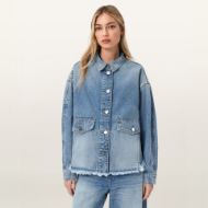 Picture of ALLSAINTS WOMEN'S HETTIE STUD SHACKET IN VINTAGE INDIGO 1