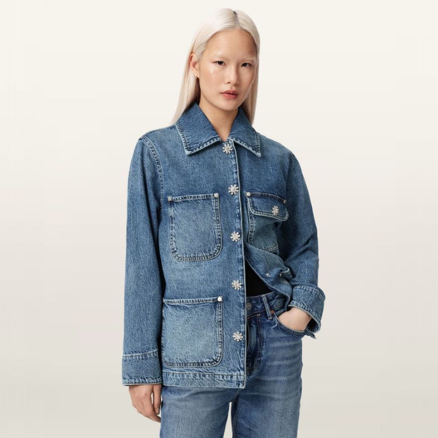Снимка на ALLSAINTS ДАМСКО ЯКЕ BEX OVERSIZED DENIM JACKET MID INDIGO
