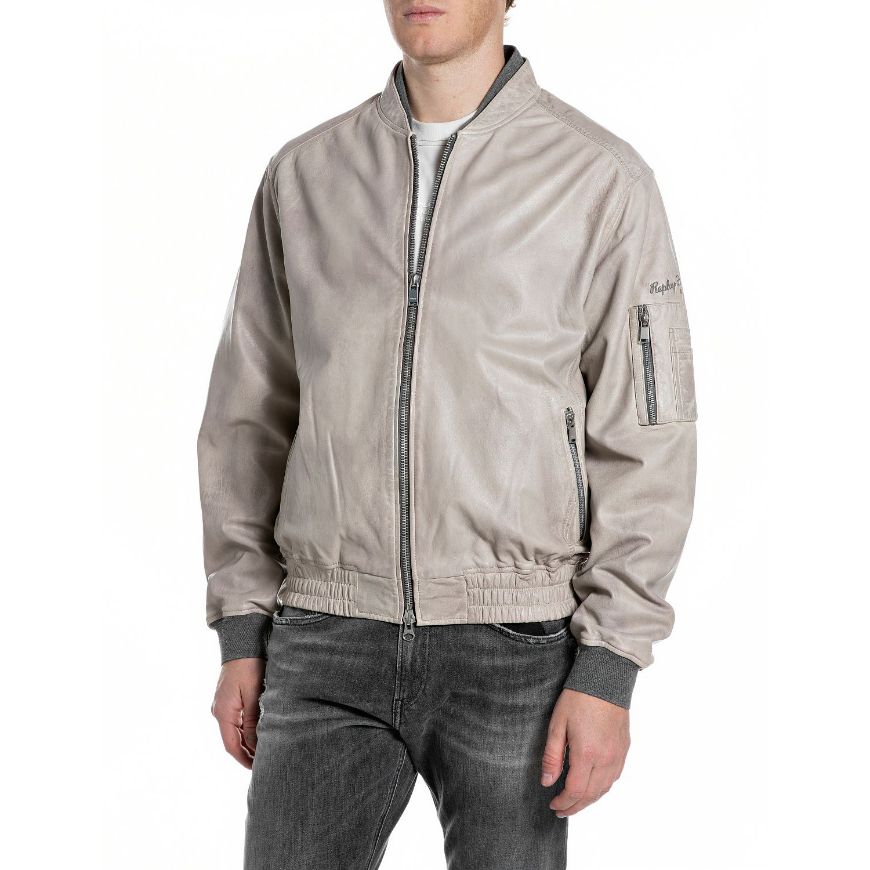 Снимка на REPLAY MEN'S CRUST LEATHER BOMBER JACKET В ЦИМЕНТОВО