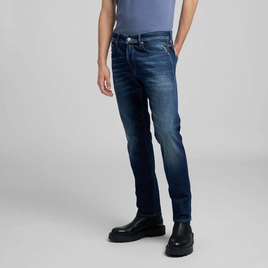 Picture of REPLAY MEN'S WILLBI REGULAR-FIT JEANS DARK BLUE 11.5 OZ DEEP BLUE INDIGO STRETCH