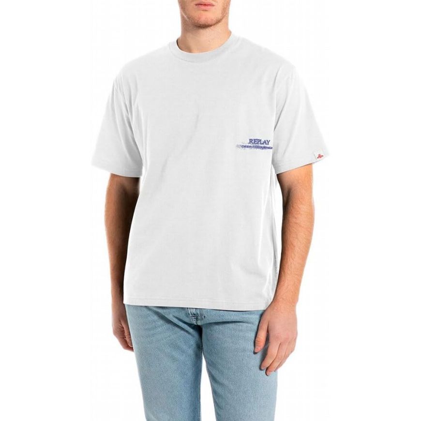 Picture of REPLAY MEN'S ROCK AND RAVE MOOD JERSEY T-SHIRT NATURAL WHITE
