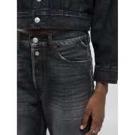 Picture of REPLAY WOMEN'S W9ZERO1 STRAIGHT-FIT JEANS BLACK DELAVÈ 12 OZ RECYCLED BLACK COTTON DENIM 5