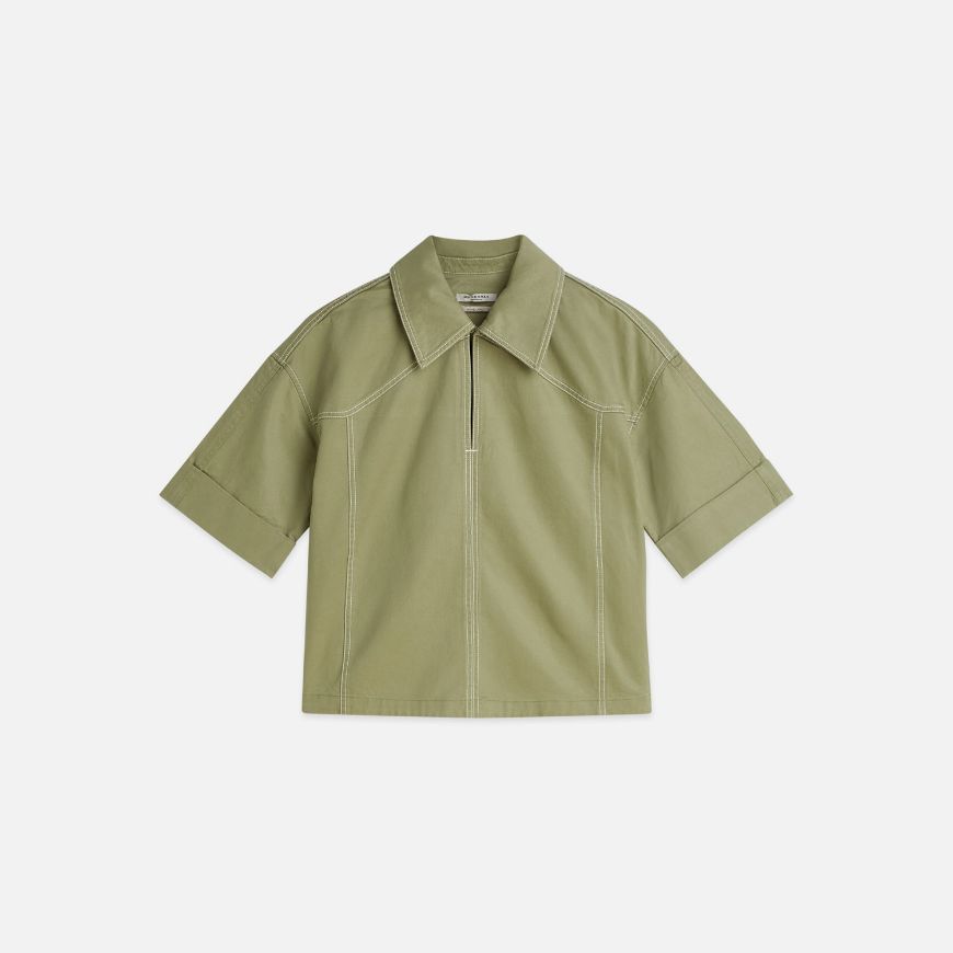 Picture of SCOTCH&SODA WOMEN'S UTILITY SHORT SLEEVE SHIRT IN GREEN