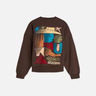 Picture of SCOTCH&SODA WOMEN'S FRONT BACK ARTWORK OVERSIZED-FIT SWEATSHIRT IN BROWN 2
