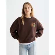 Picture of SCOTCH&SODA WOMEN'S FRONT BACK ARTWORK OVERSIZED-FIT SWEATSHIRT IN BROWN 4