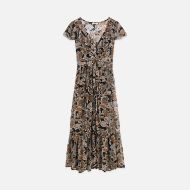 Picture of SCOTCH&SODA WOMEN'S PRINTED CHIFFON MIDI DAY DRESS IN BLUE 1