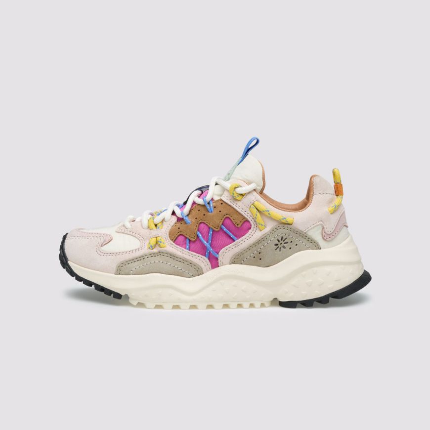 Picture of FLOWER MOUNTAIN WOMEN'S YAMABUSHI WOMAN SUEDE AND TECHNICAL FABRIC SNEAKERS - RIPSTOP CIPRIA-STONE-F