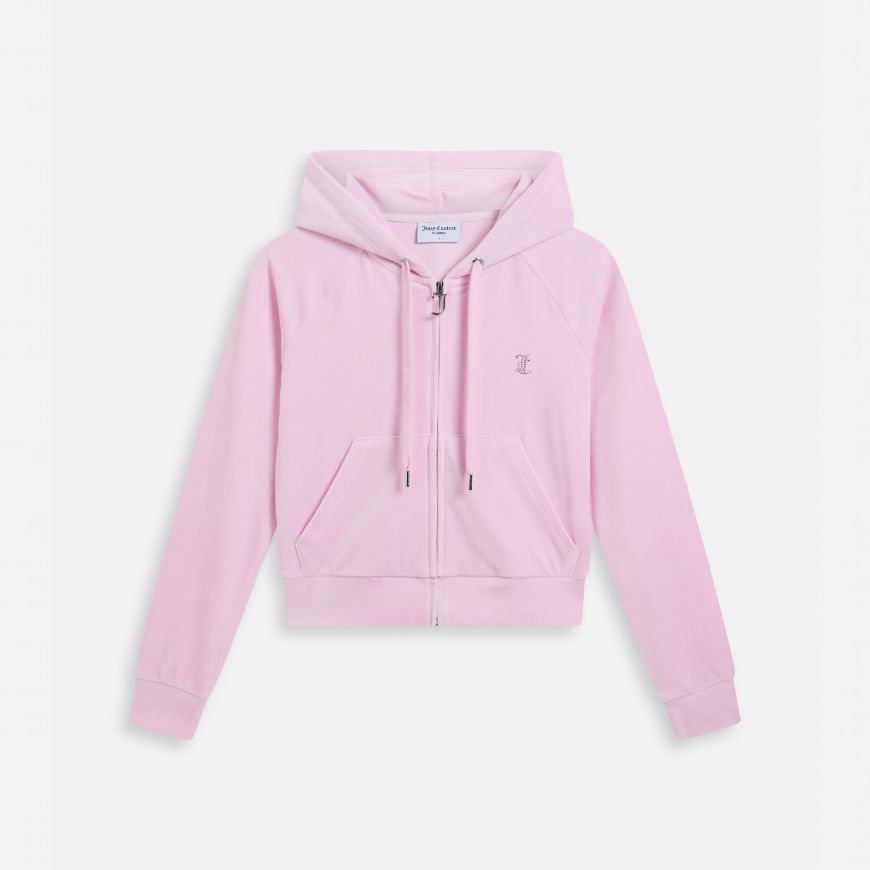 Снимка на JUICY COUTURE ДАМСКИ СУИТШЪРТ CLASSIC VELOUR MADISON OUTLINE HOODIE CHERRY BLOSSOM