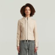 Picture of G-STAR WOMEN'S LYNN LEATHER BIKER JACKET IN CREAM 1