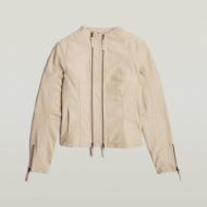 Picture of G-STAR WOMEN'S LYNN LEATHER BIKER JACKET IN CREAM 6