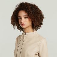 Picture of G-STAR WOMEN'S LYNN LEATHER BIKER JACKET IN CREAM 3