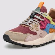 Picture of FLOWER MOUNTAIN WOMEN'S YAMANO 3 WOMAN SUEDE AND FABRIC SNEAKERS - LIGHT TAUPE-BROWN-AZURE 4