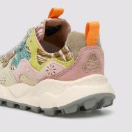 Picture of FLOWER MOUNTAIN WOMEN'S YAMANO 3 WOMAN SUEDE AND COTTON PAINTED SNEAKERS - PINK-WHITE-MILITARY 5
