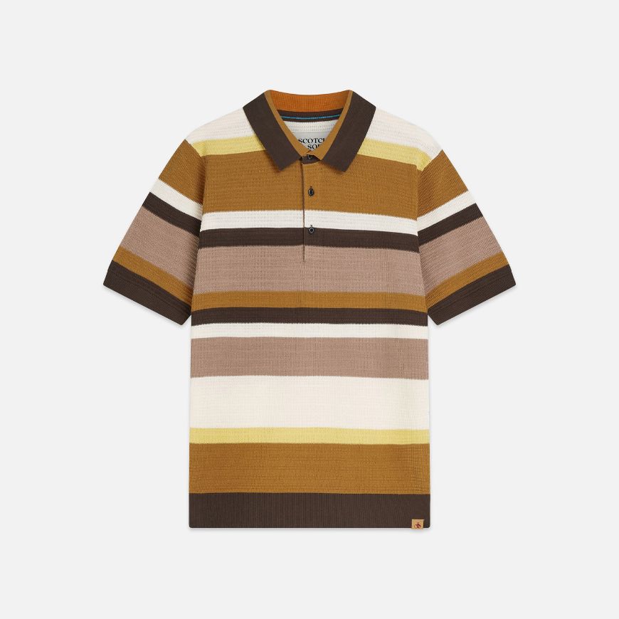 Снимка на SCOTCH&SODA МЪЖКА БЛУЗА STRUCTURED STRIPED KNITTED POLO В КАФЯВО