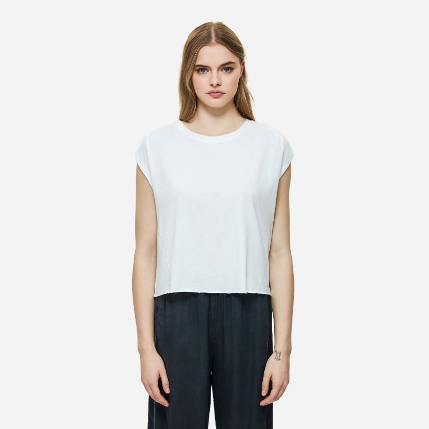 Picture of DIRTY LAUNDRY WOMEN'S BOXY T-SHIRT WITH SLEEVE DETAIL IN WHITE