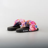 Picture of LOVE MOSCHINO WOMEN'S PRINTED SATIN SLIDES IN PINK 4