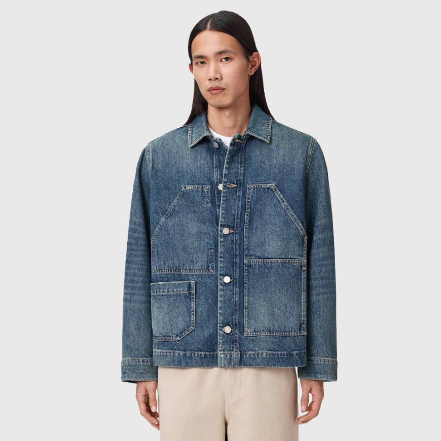 Picture of ALLSAINTS MEN'S MUKESH EMB JACKET IN MID INDIGO