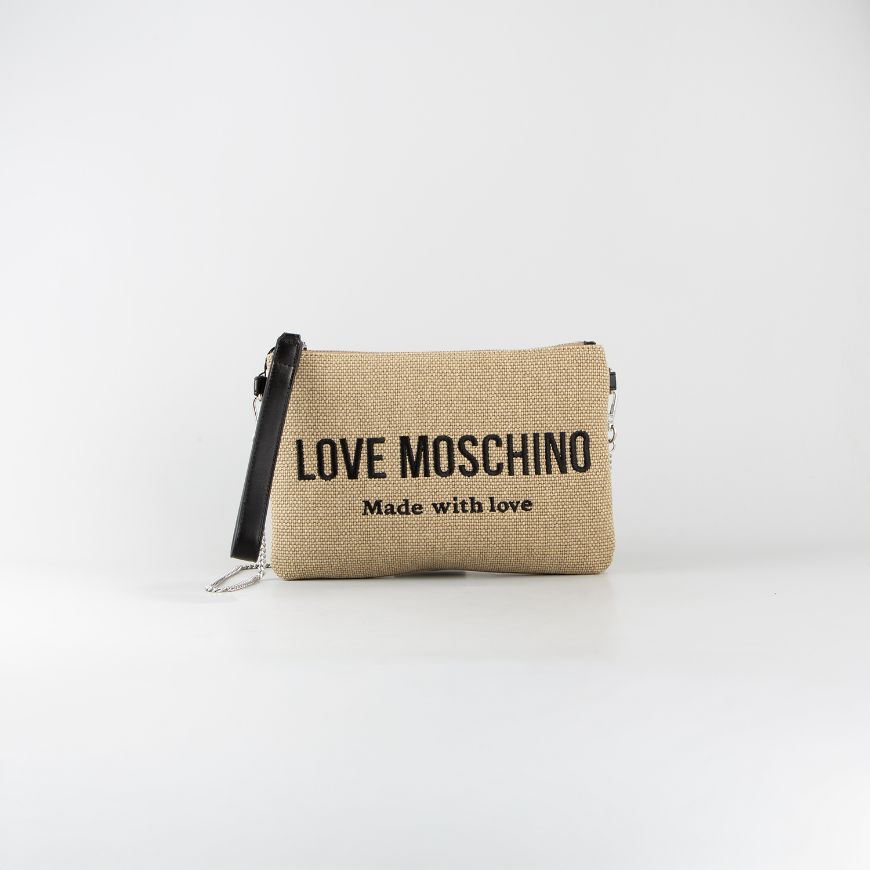 Picture of LOVE MOSCHINO WOMEN'S CLUTCH CANVAS SIGNATURE LOVE IN BEIGE