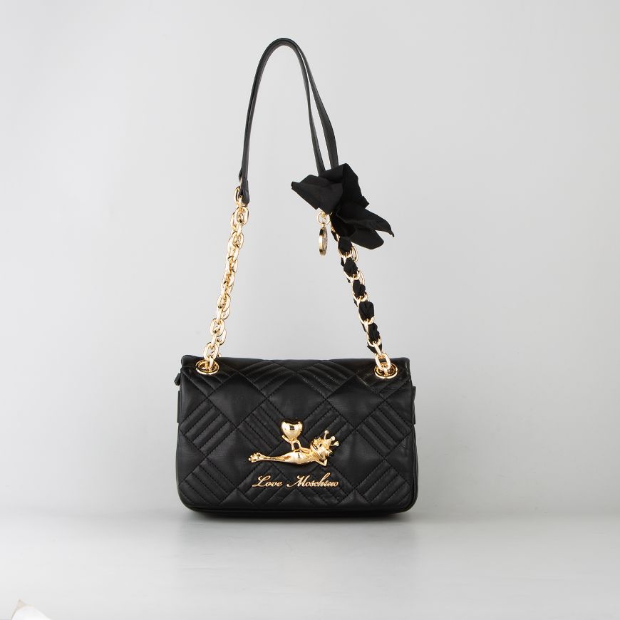 Picture of LOVE MOSCHINO WOMEN'S SHOULDER BAG WITH FROG ACCESSORY IN BLACK