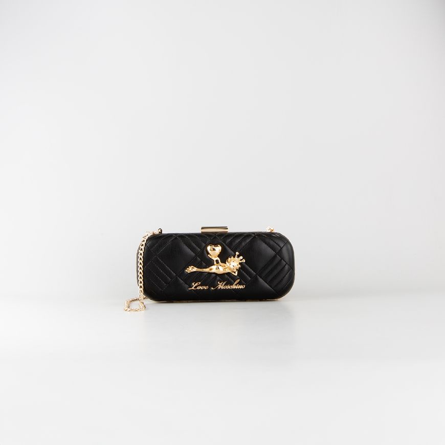 Picture of LOVE MOSCHINO WOMEN'S SMART DAILY BAG WITH METAL FROG ACCESSORY IN BLACK