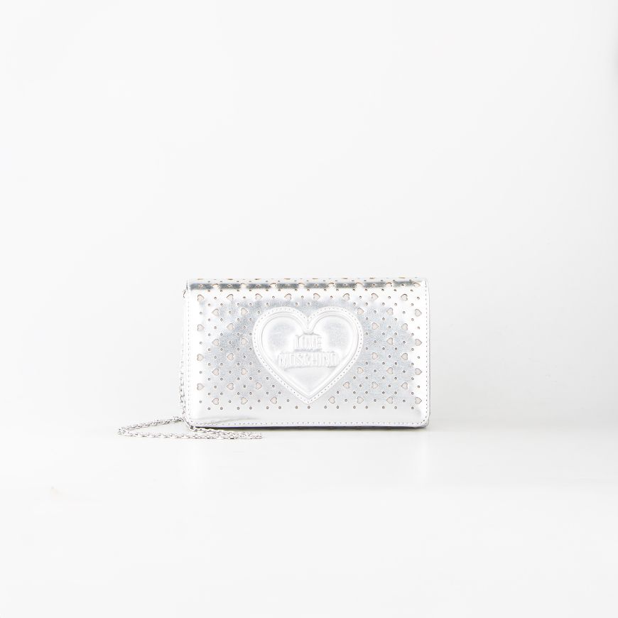 Picture of LOVE MOSCHINO WOMEN'S SMART DAILY BAG WITH HEART-SHAPED PERFORATION IN SILVER