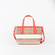 Picture of LOVE MOSCHINO WOMEN'S MINI SHOPPING BAG RAFFIA EFFECT FABRIC SUNSET STRIPES IN RED 3