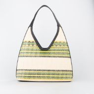 Picture of LOVE MOSCHINO WOMEN'S HOBO BAG RAFFIA EFFECT FABRIC SUNSET STRIPES IN YELLOW 3