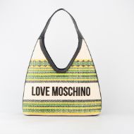 Picture of LOVE MOSCHINO WOMEN'S HOBO BAG RAFFIA EFFECT FABRIC SUNSET STRIPES IN YELLOW 1