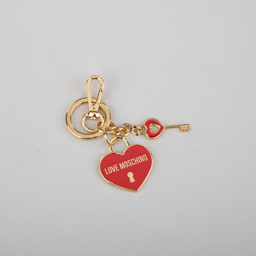 Picture of LOVE MOSCHINO WOMEN'S RED HEART KEYCHAIN IN GOLD