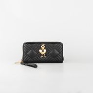 Picture of LOVE MOSCHINO WOMEN'S ZIP AROUND WALLET WITH METAL FROG ACCESSORY IN BLACK 1