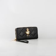 Picture of LOVE MOSCHINO WOMEN'S ZIP AROUND WALLET WITH METAL FROG ACCESSORY IN BLACK 2