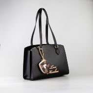 Picture of LOVE MOSCHINO WOMEN'S SHOPPING BAG WITH HEART-SHAPED CHARM IN BLACK 2