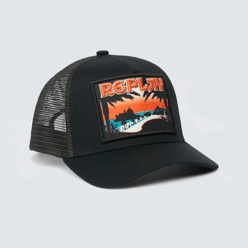 Picture of REPLAY MEN'S CAP WITH PATCH IN BLACK