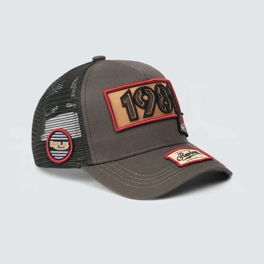 Picture of REPLAY MEN'S CAP WITH REPLAY PATCHES IN PLUM KITTEN