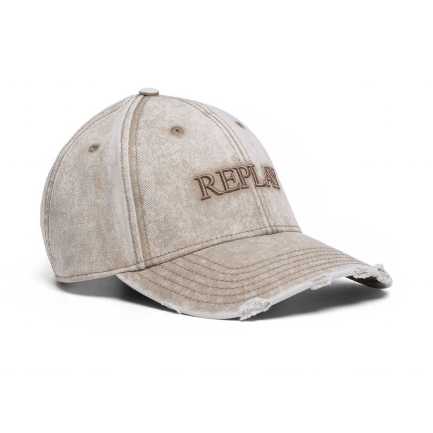 Picture of REPLAY UNISEX USED-EFFECT BASEBALL CAP IN OXFORD TAN