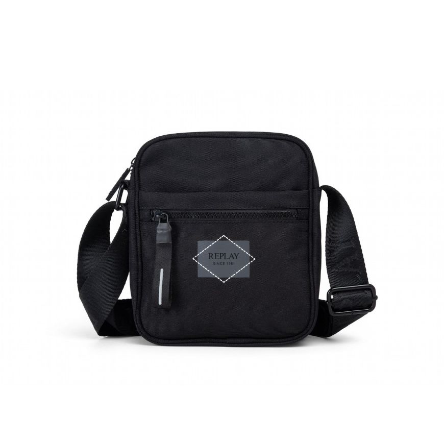 Picture of REPLAY MEN'S POLYESTER SQUARE-SHAPED BAG IN BLACK