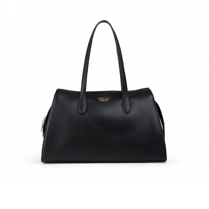 Picture of REPLAY WOMEN'S SOLID-COLOUR TOTE BAG IN BLACK