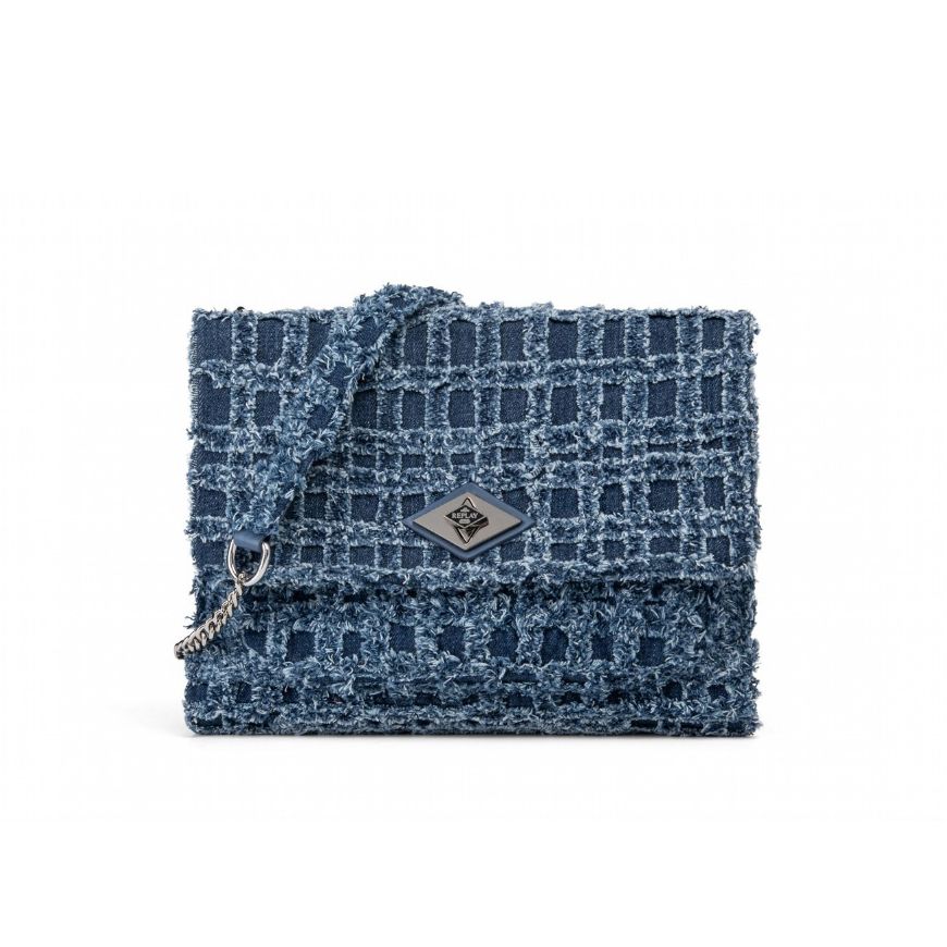 Picture of REPLAY WOMEN'S BROKEN DENIM CROSSBODY BAG IN BLUE DENIM