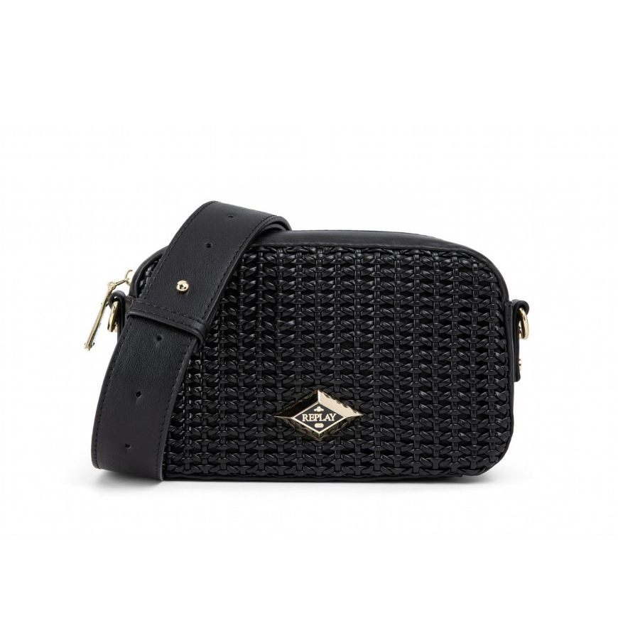 Picture of REPLAY WOMEN'S INTERLACE CAMERA BAG IN BLACK