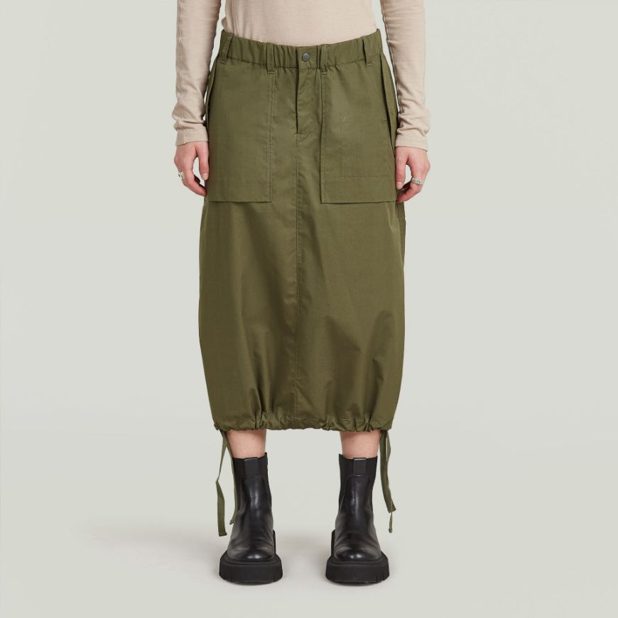 Picture of G-STAR WOMEN'S MIDI PARACHUTE SKIRT IN SHADOW OLIVE