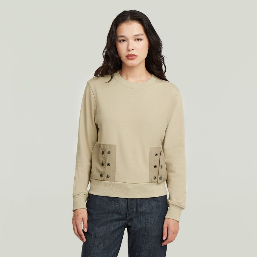 Снимка на G-STAR ДАМСКИ СУИТШЪРТ HERITAGE HARDWARE SNAPS SWEATER В CREAM