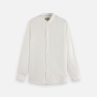 Picture of SCOTCH&SODA MEN'S CORE - LINEN SHIRT LS STAND UP COLLAR IN WHITE TRADITIONAL 1