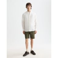 Picture of SCOTCH&SODA MEN'S CORE - LINEN SHIRT LS STAND UP COLLAR IN WHITE TRADITIONAL 7