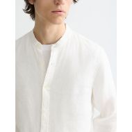 Picture of SCOTCH&SODA MEN'S CORE - LINEN SHIRT LS STAND UP COLLAR IN WHITE TRADITIONAL 6
