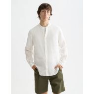 Picture of SCOTCH&SODA MEN'S CORE - LINEN SHIRT LS STAND UP COLLAR IN WHITE TRADITIONAL 4