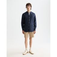 Picture of SCOTCH&SODA MEN'S CORE - LINEN SHIRT LS STAND UP COLLAR IN NAVY 7