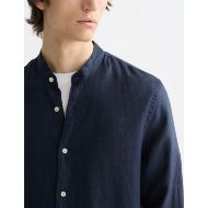Picture of SCOTCH&SODA MEN'S CORE - LINEN SHIRT LS STAND UP COLLAR IN NAVY 6
