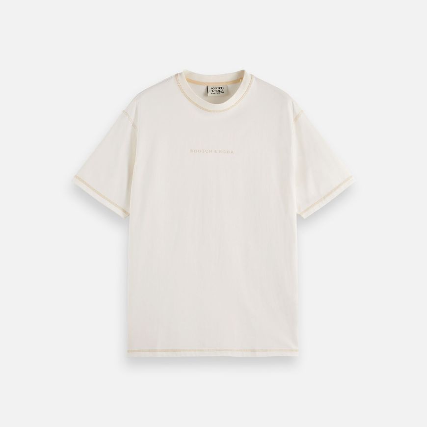 Picture of SCOTCH&SODA MEN'S CORE - LOGO FRONT CHEST T-SHIRT IN WHITE TRADITIONAL