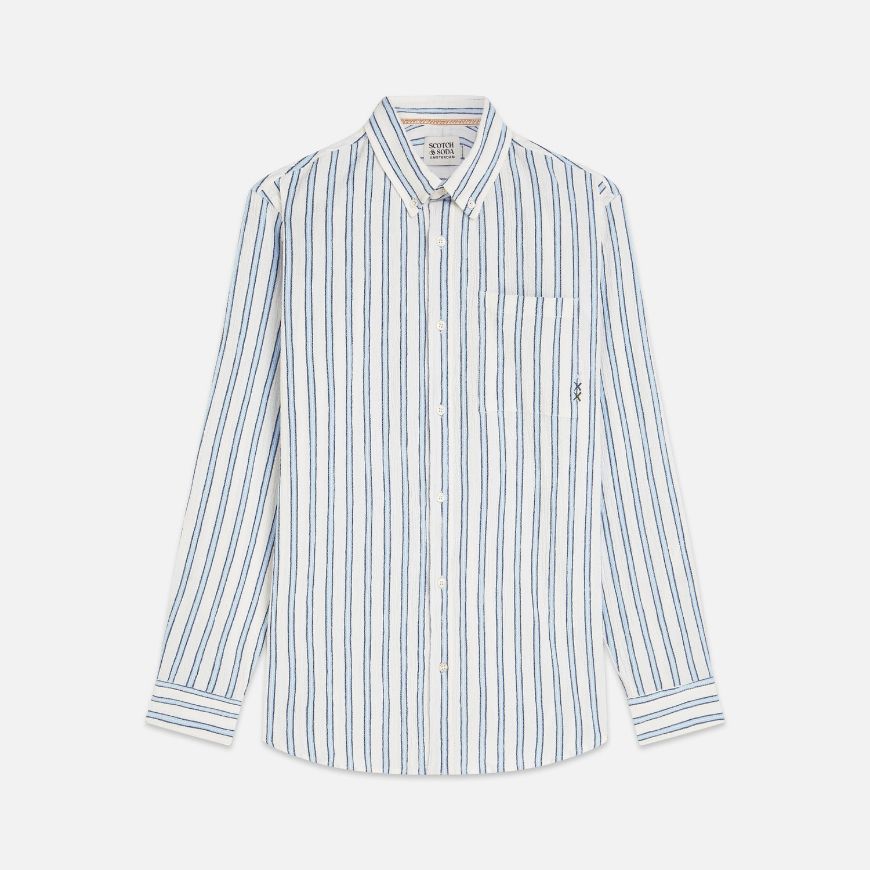 Снимка на SCOTCH&SODA МЪЖКА РИЗА STRIPED CRINKLE STRUCTURE REGULAR FIT В БЯЛО