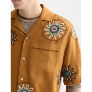 Снимка на SCOTCH&SODA МЪЖКА РИЗА EMBROIDERED LINEN RELAXED-FIT SHORT-SLEEVED В КАФЯВО 6